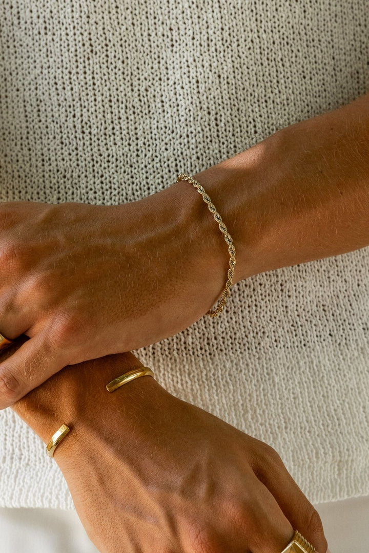 Rope Bracelet 3mm - 14K Gold - Men's Jewelry - CAINTÈ